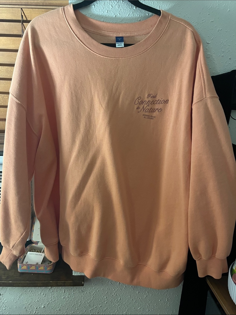 Old Navy Peach Crewneck Sweatshirt with Script Chest